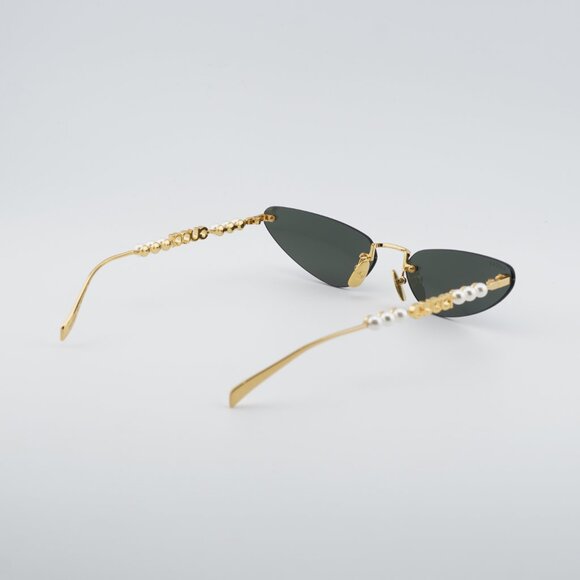 Gucci GG1920S 001 Sunglasses Shiny Gold with White Pearl Cat Eye Frame main image 7